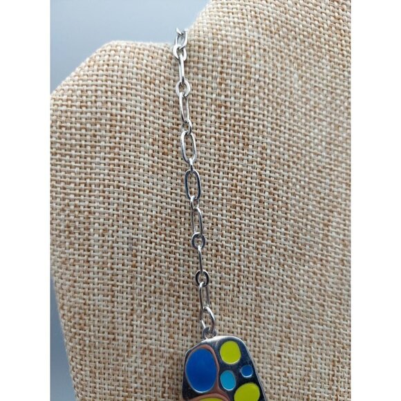 Cute & Colorful Multi Strand Silver Tone Statement Necklace Blue & Green Beads - Picture 6 of 9